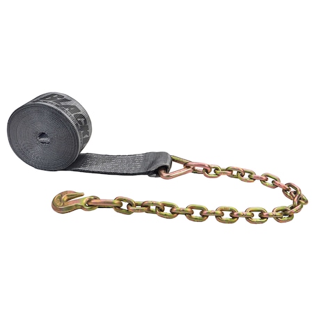 Us Cargo Control BlackLine 4" x 37' Winch Strap with 30" Chain Extension BL437XLCE